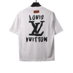  Louis Vuitton hand-painted large letter LOGO T-Shirts white