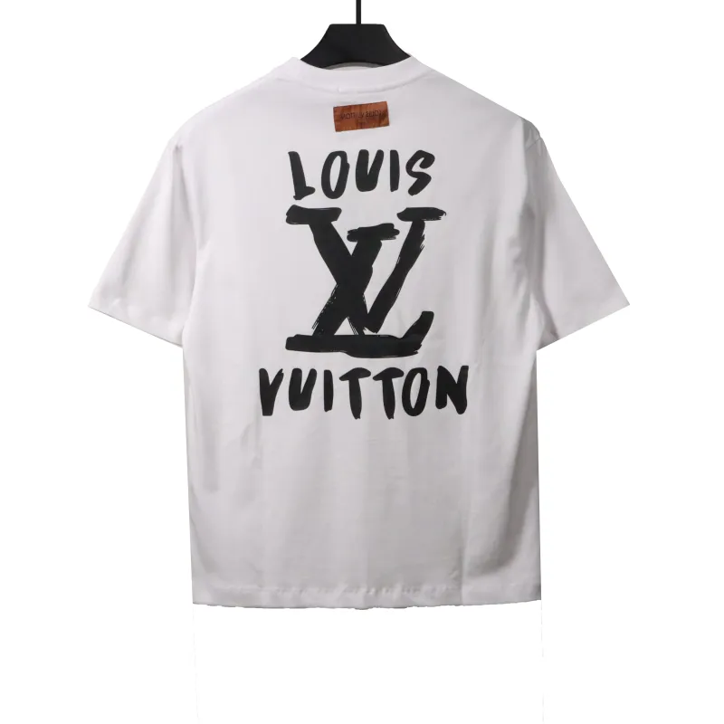  Louis Vuitton hand-painted large letter LOGO T-Shirts white