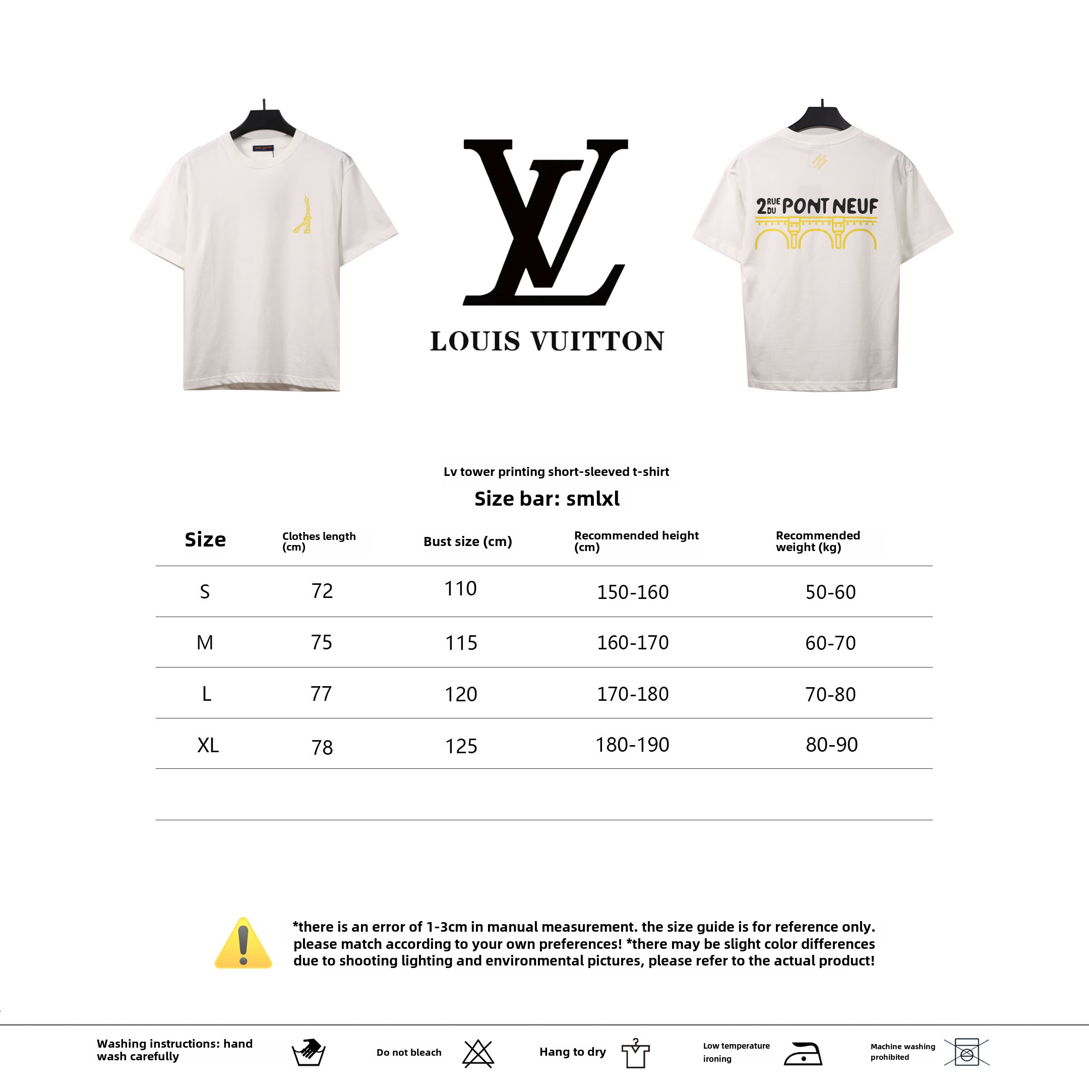  Louis Vuitton iron tower print T-Shirts white