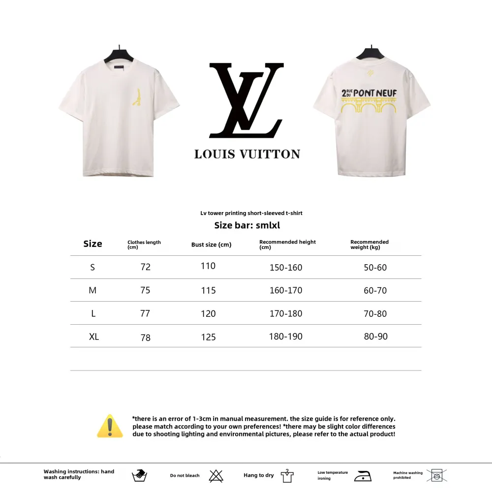  Louis Vuitton iron tower print T-Shirts white