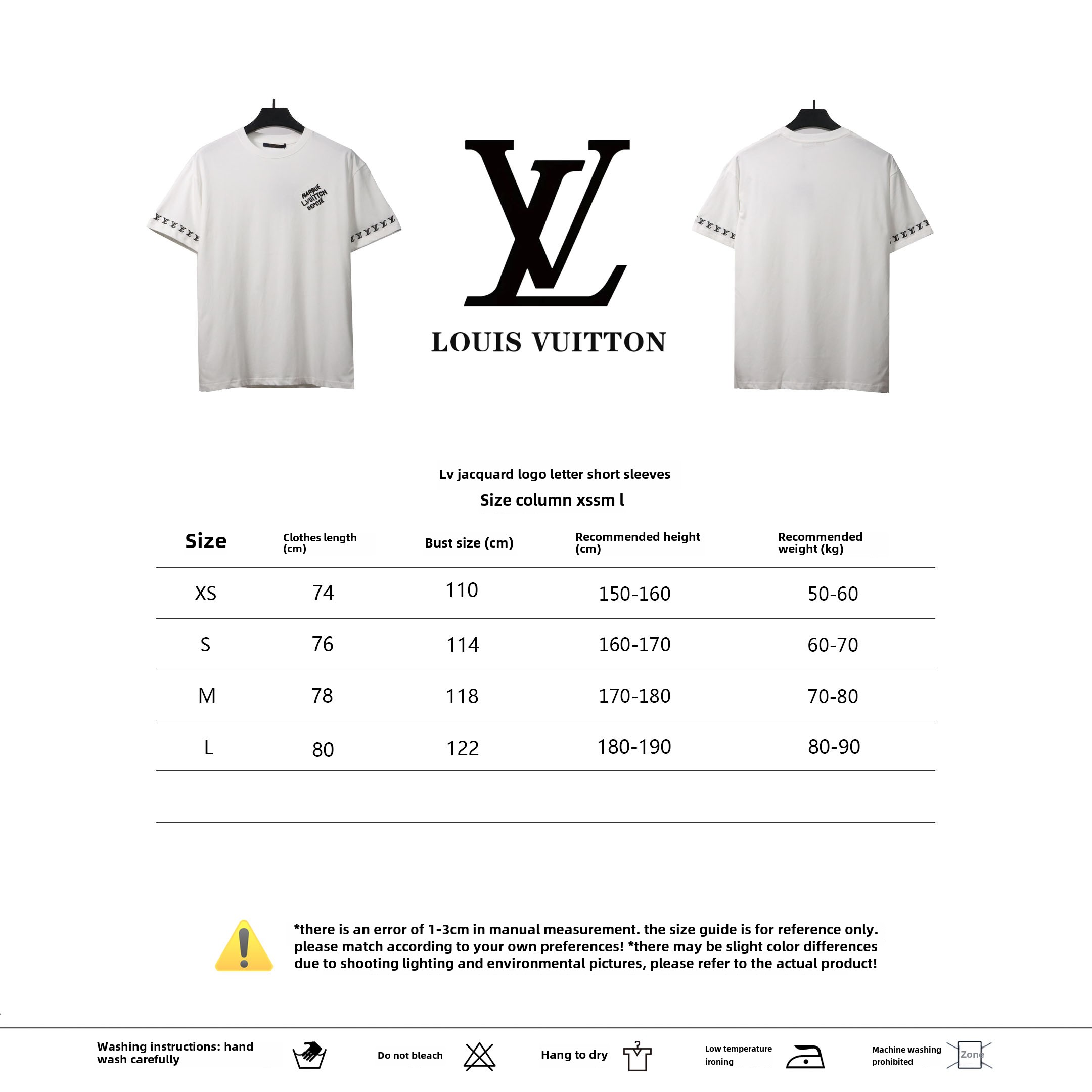Louis Vuitton jacquard logo letter T-Shirts white