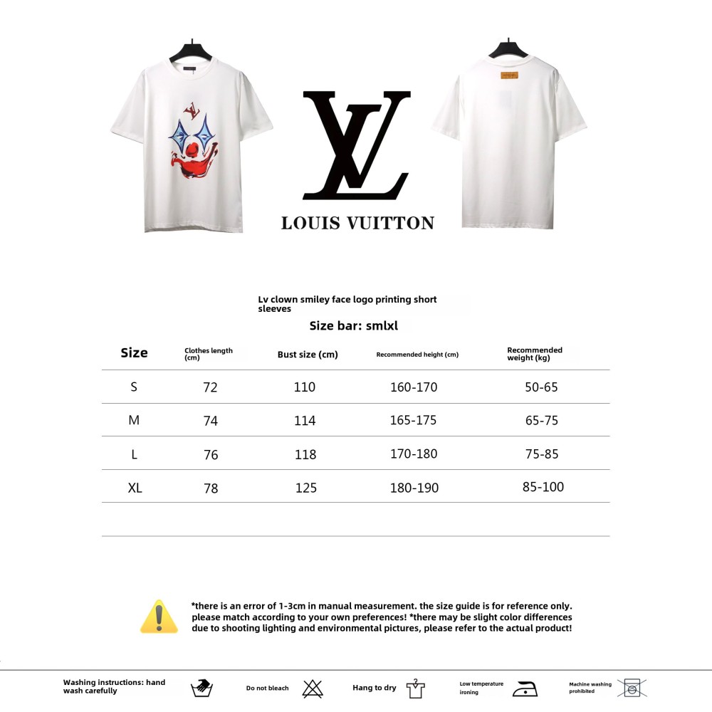  Louis Vuitton Joker smiley face logo print T-Shirts white