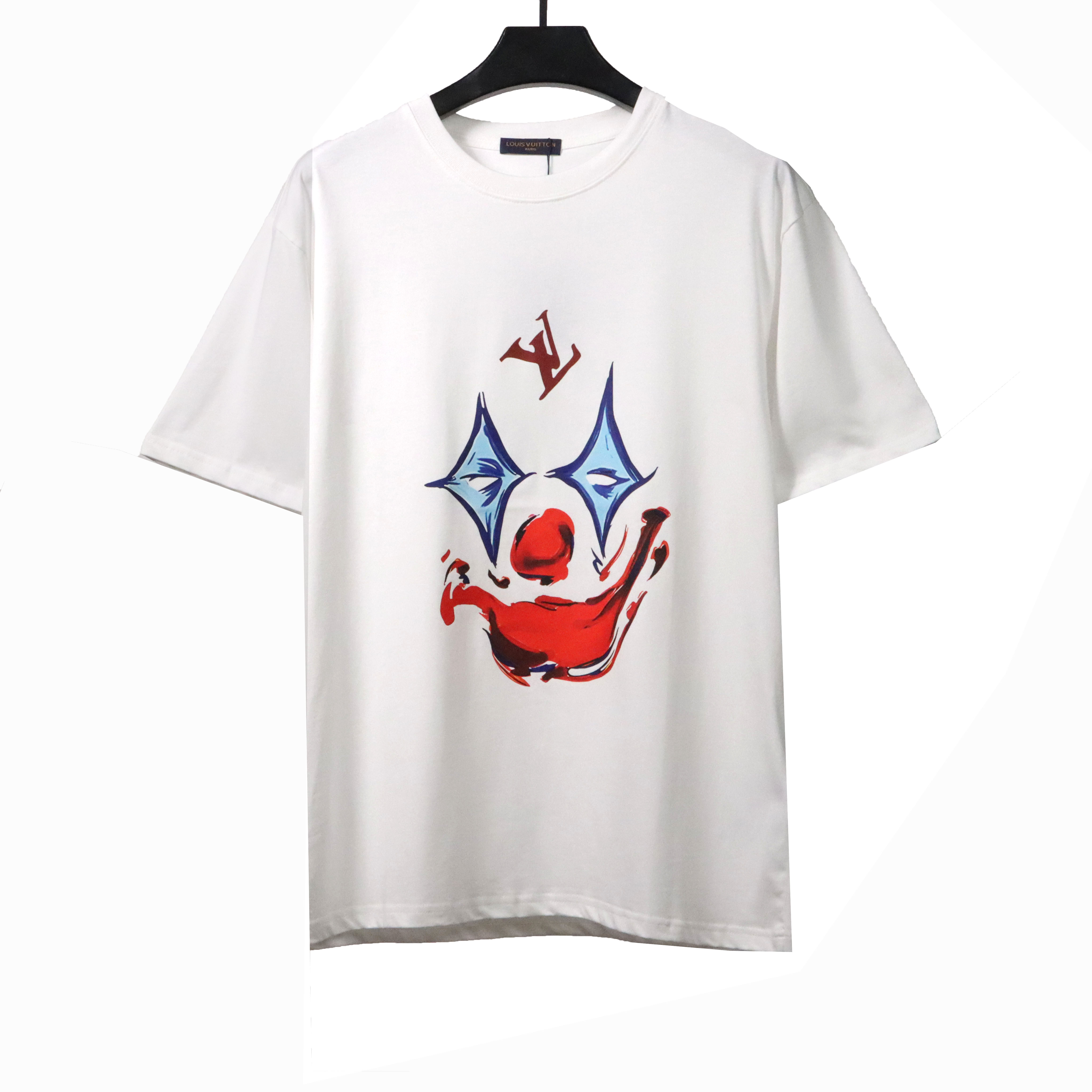  Louis Vuitton Joker smiley face logo print T-Shirts white