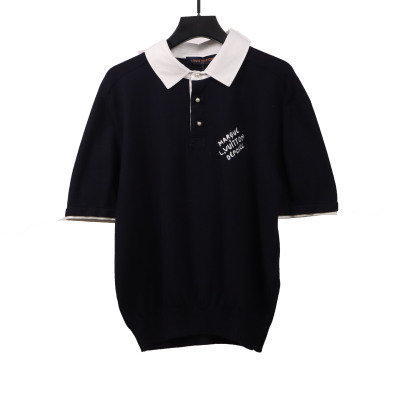 Louis Vuitton knitted color matching signature Polo T-Shirts 01