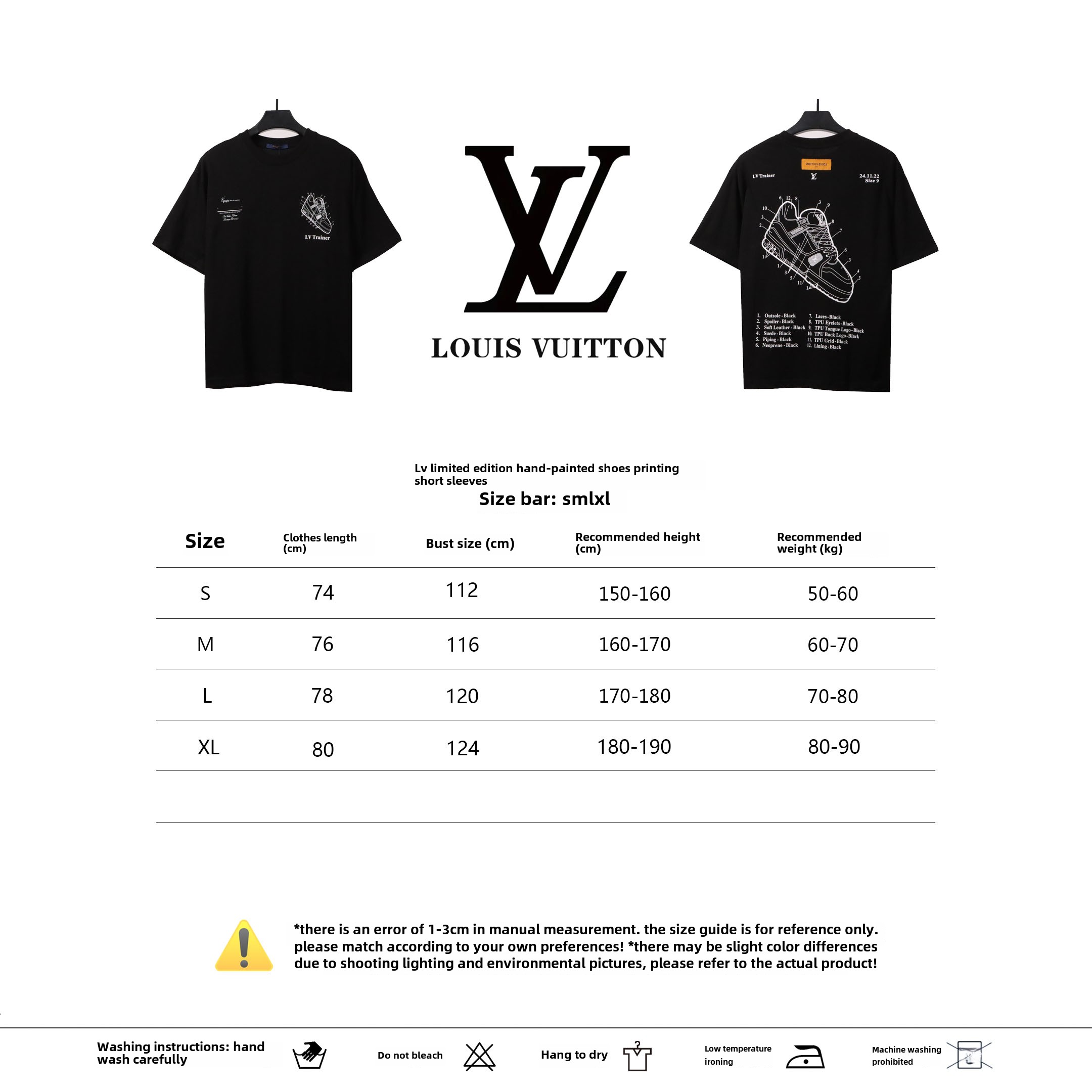 Louis Vuitton limited hand-painted shoe print T-Shirts black