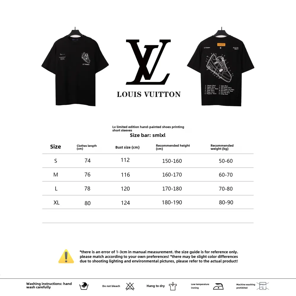  Louis Vuitton limited hand-painted shoe print T-Shirts black