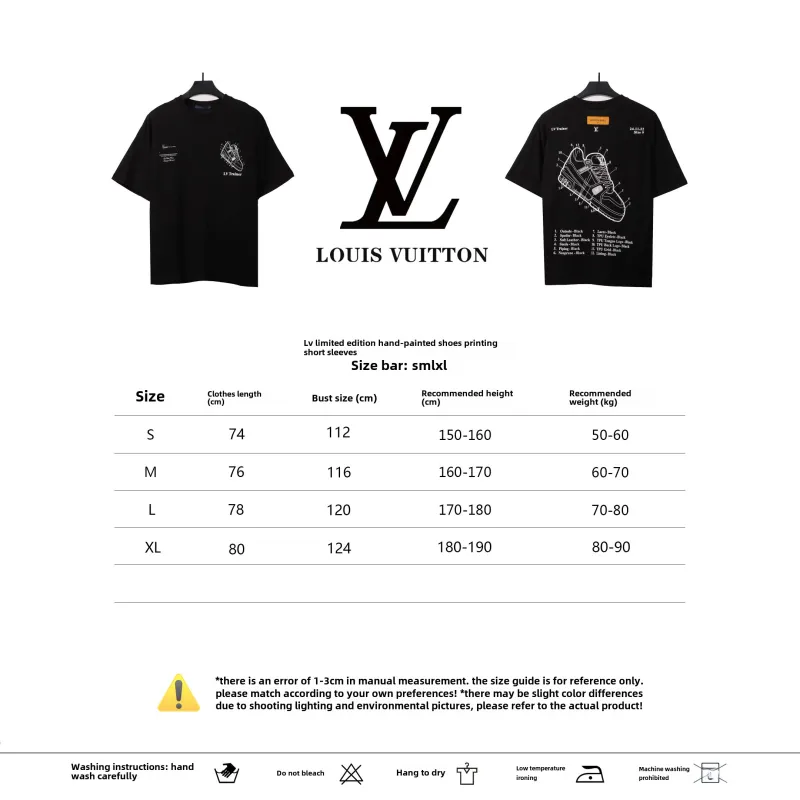  Louis Vuitton limited hand-painted shoe print T-Shirts black