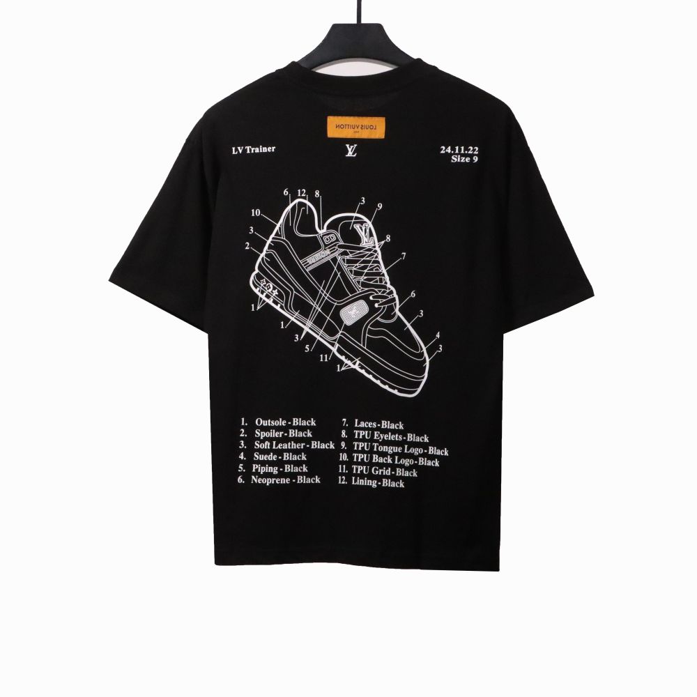  Louis Vuitton limited hand-painted shoe print T-Shirts black