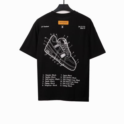  Louis Vuitton limited hand-painted shoe print T-Shirts black 02