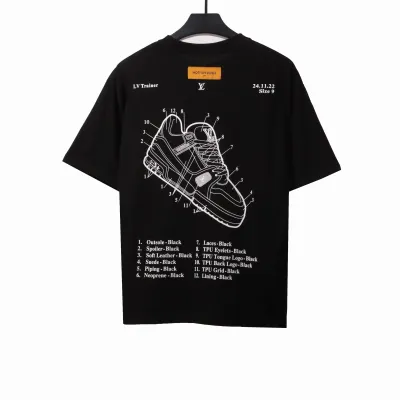  Louis Vuitton limited hand-painted shoe print T-Shirts black 02