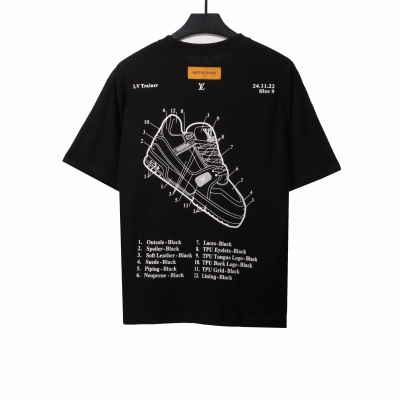 Louis Vuitton limited hand-painted shoe print T-Shirts black 02