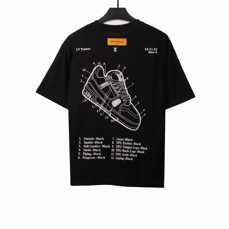  Louis Vuitton limited hand-painted shoe print T-Shirts black