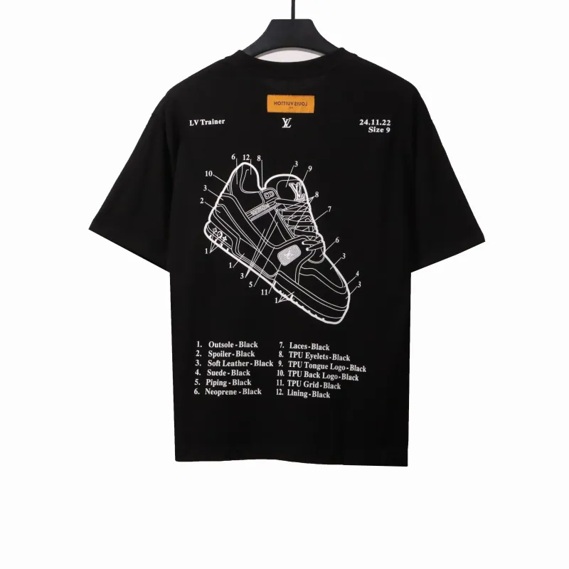  Louis Vuitton limited hand-painted shoe print T-Shirts black