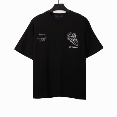  Louis Vuitton limited hand-painted shoe print T-Shirts black 01