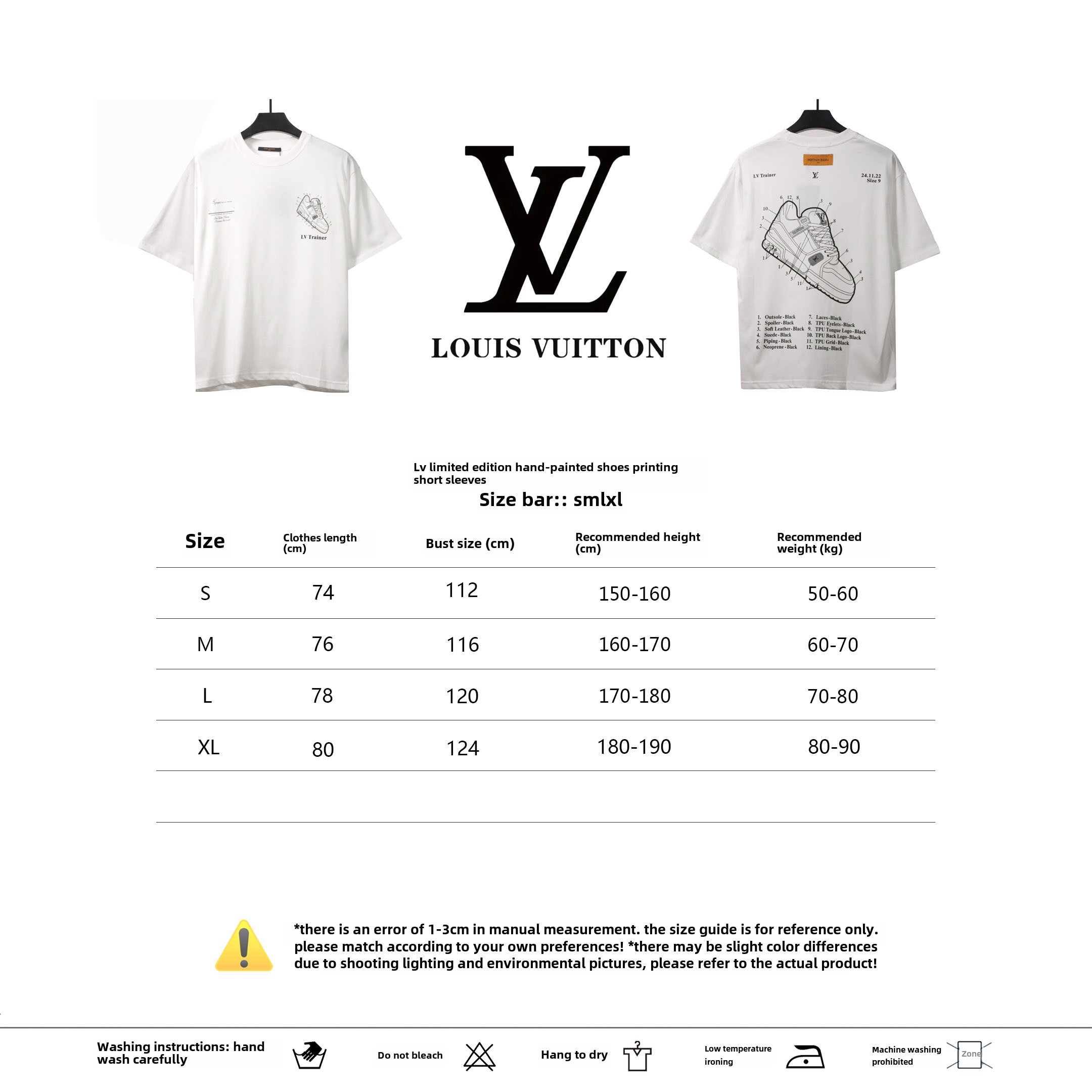 Louis Vuitton limited hand-painted shoe print T-Shirts white
