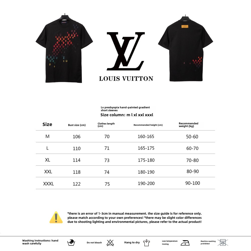  Louis Vuitton monogram hand-painted gradient T-Shirts black