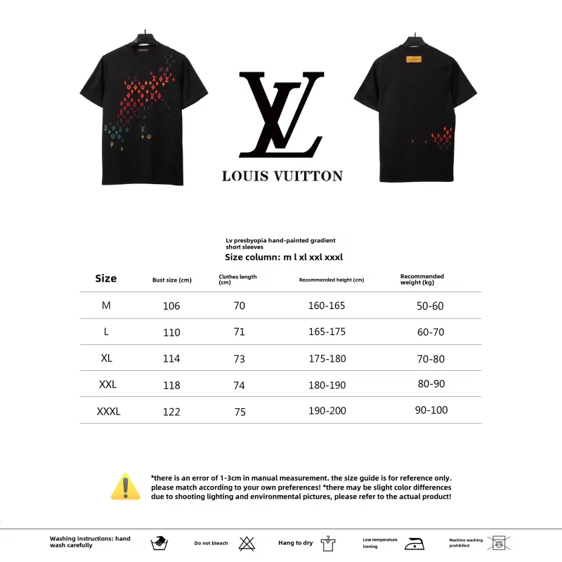  Louis Vuitton monogram hand-painted gradient T-Shirts black