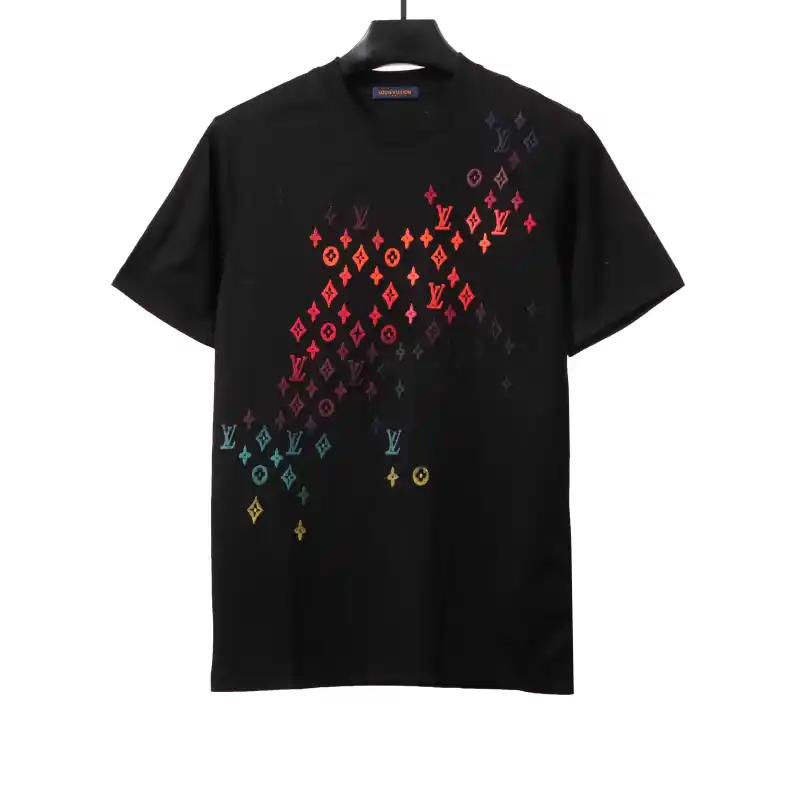  Louis Vuitton monogram hand-painted gradient T-Shirts black