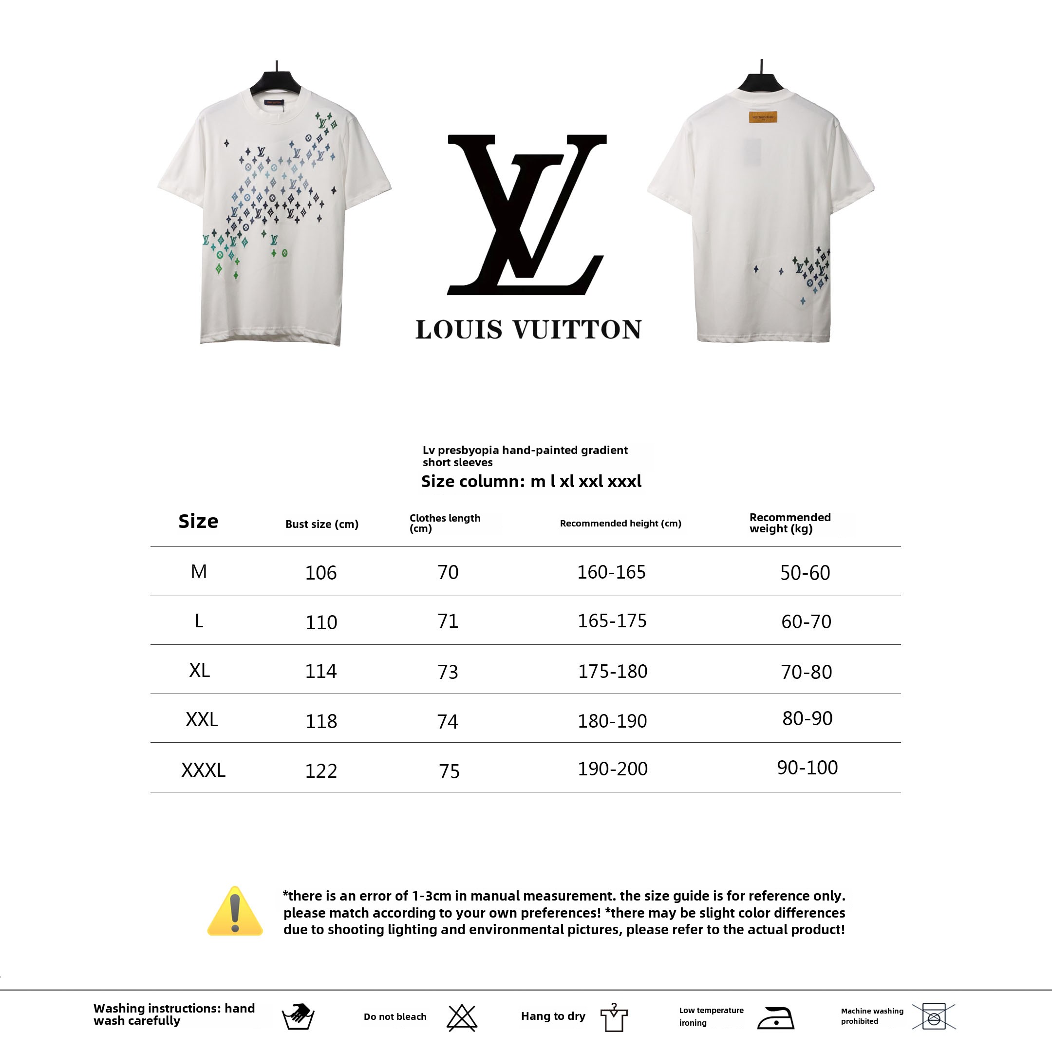 Louis Vuitton monogram hand-painted gradient T-Shirts white