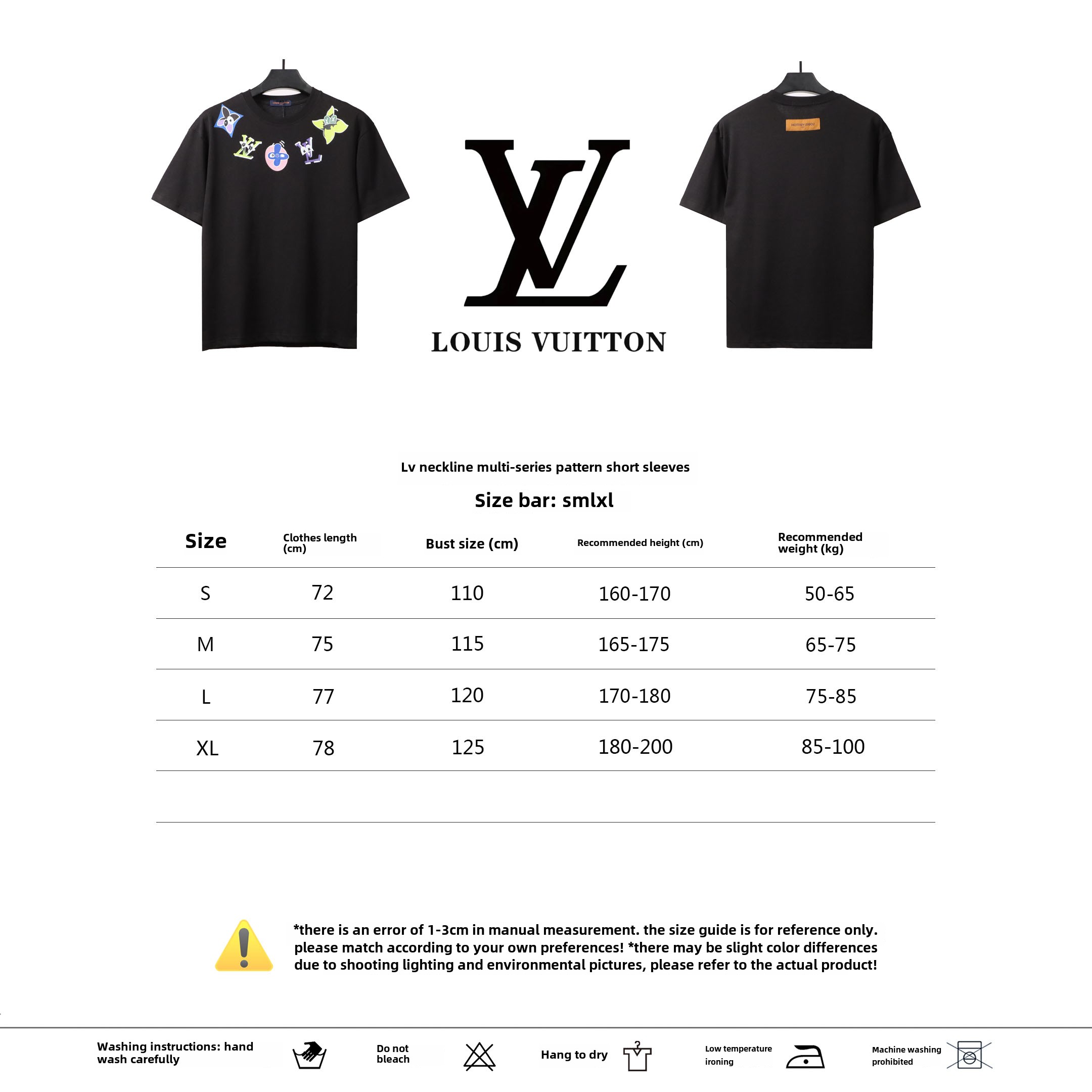 Louis Vuitton neckline multi-series pattern T-Shirts black