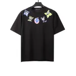  Louis Vuitton neckline multi-series pattern T-Shirts black