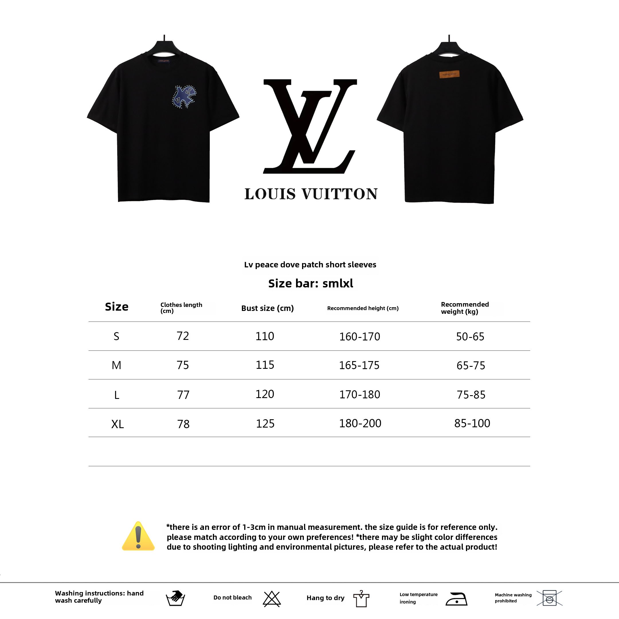 Louis Vuitton peace dove patch T-Shirts black