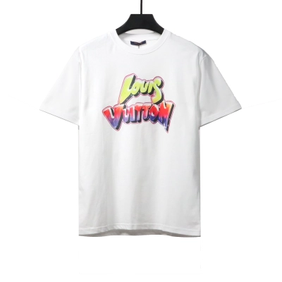 Louis Vuitton rainbow letter print T-Shirts white 01
