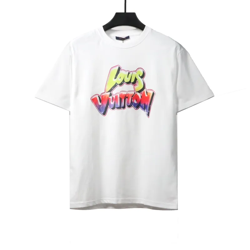 Louis Vuitton rainbow letter print T-Shirts white