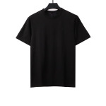  Louis Vuitton simple small logo embroidered T-Shirts black