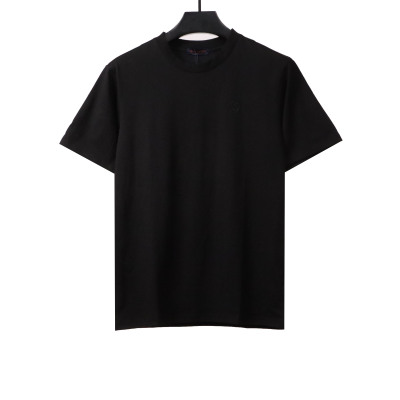  Louis Vuitton simple small logo embroidered T-Shirts black 01