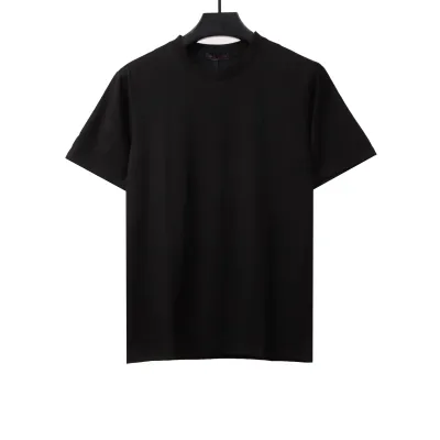  Louis Vuitton simple small logo embroidered T-Shirts black 01
