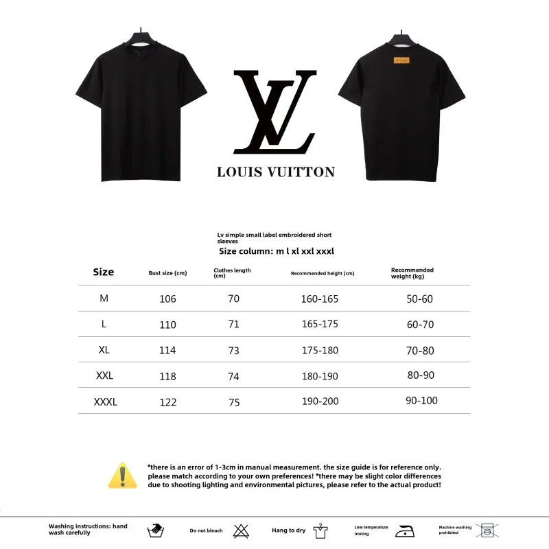  Louis Vuitton simple small logo embroidered T-Shirts black