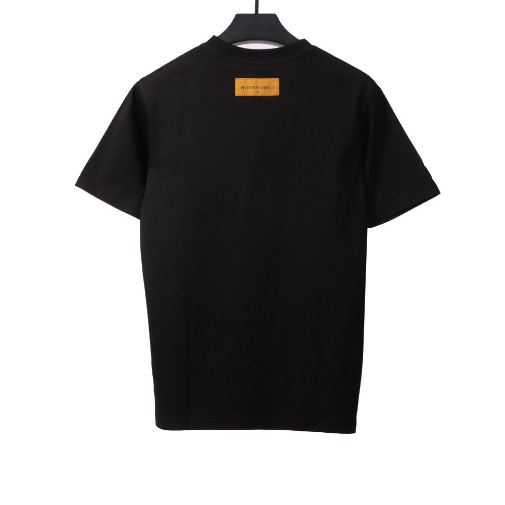  Louis Vuitton simple small logo embroidered T-Shirts black