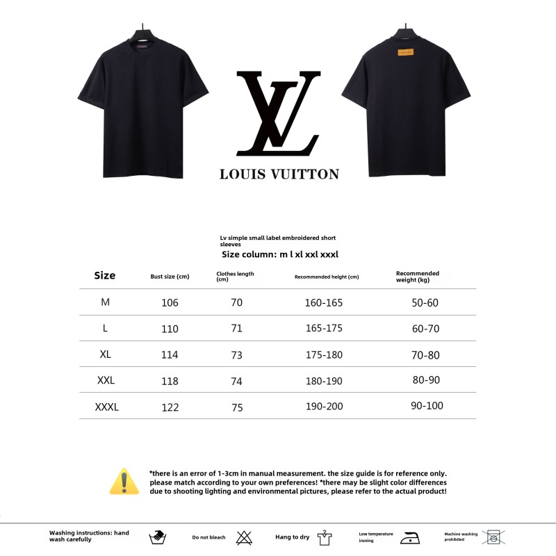  Louis Vuitton simple small logo embroidered T-Shirts blue