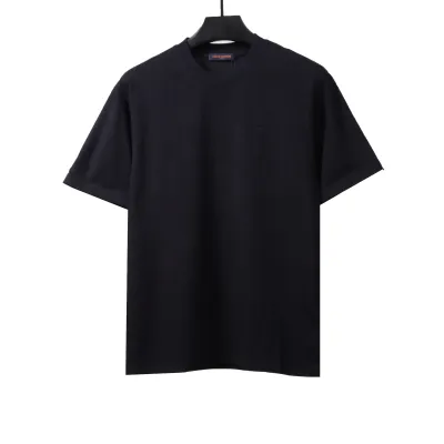  Louis Vuitton simple small logo embroidered T-Shirts blue 01