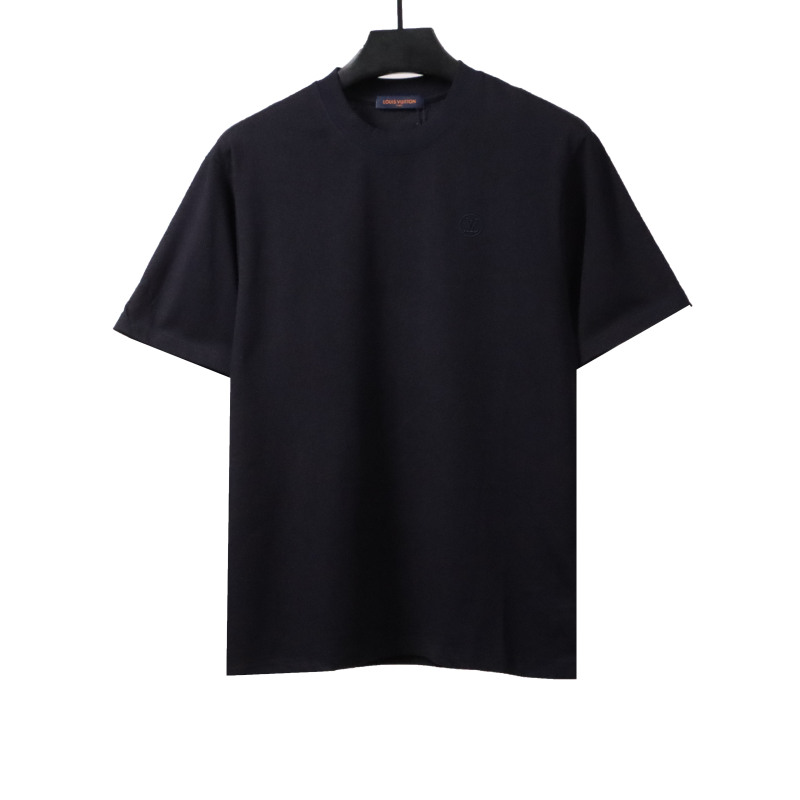  Louis Vuitton simple small logo embroidered T-Shirts blue