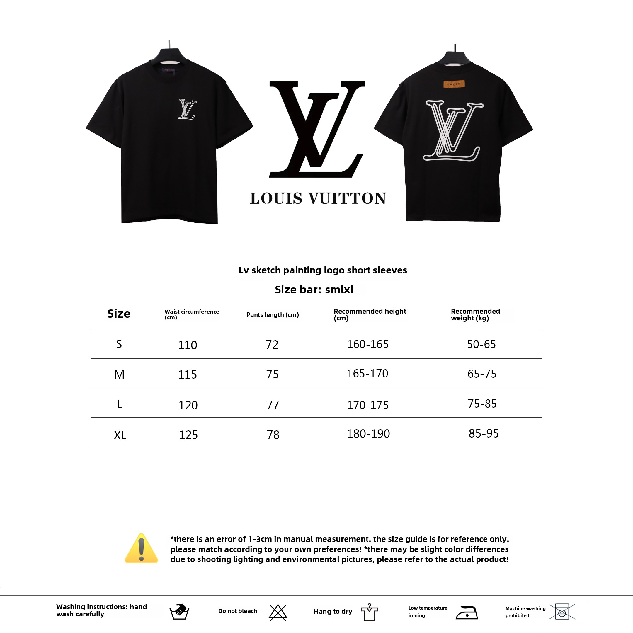 Louis Vuitton sketch painting logo T-Shirts black
