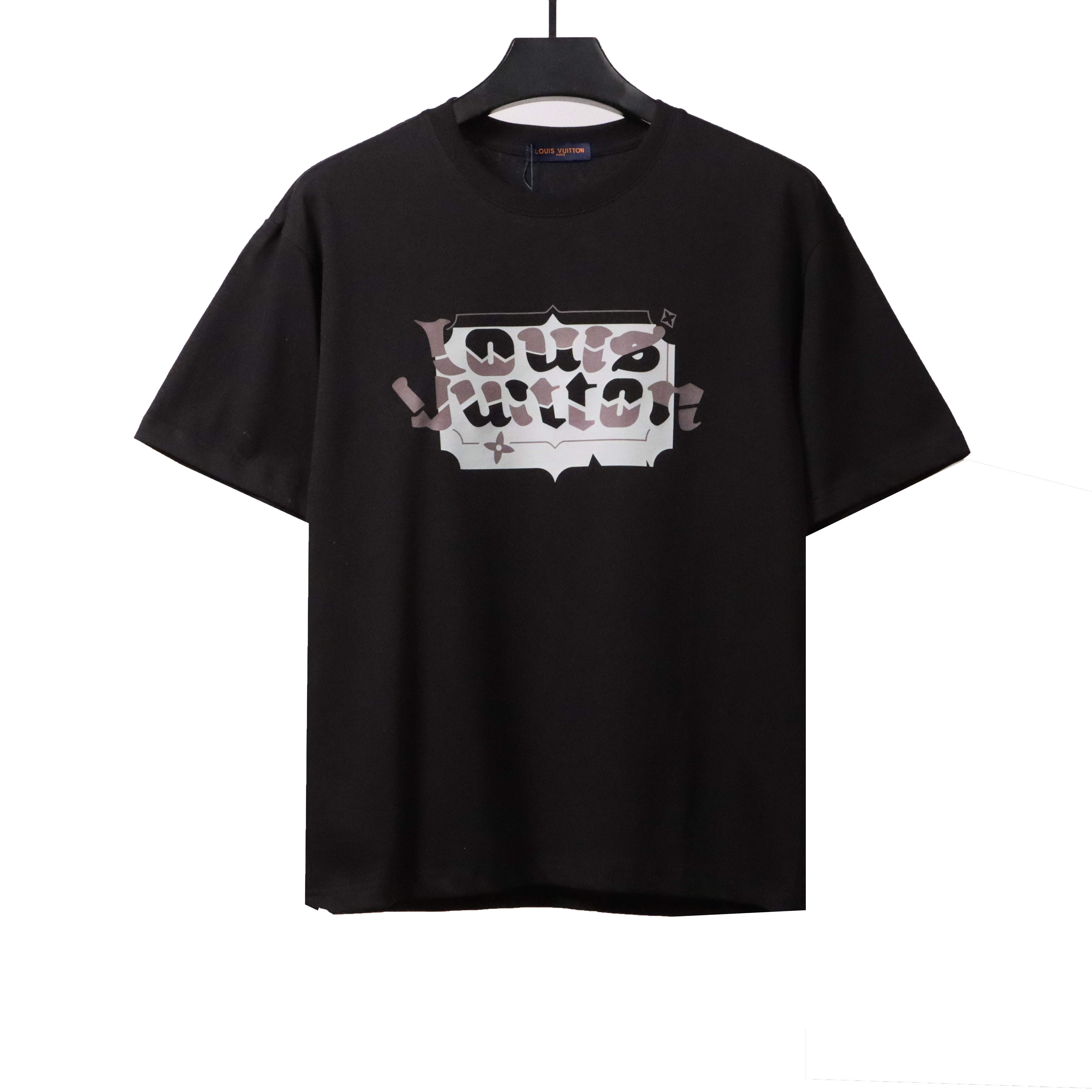Louis Vuitton square letter overlapping T-Shirts black