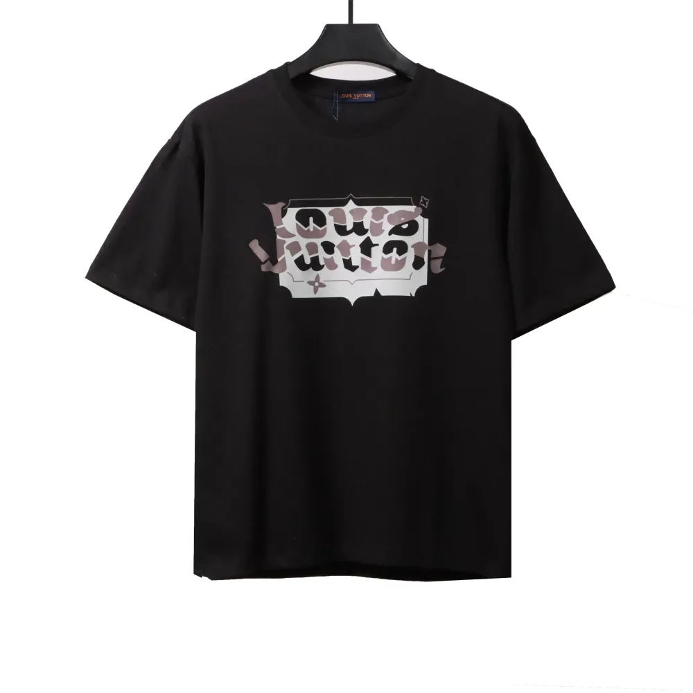  Louis Vuitton square letter overlapping T-Shirts black