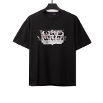 Louis Vuitton square letter overlapping T-Shirts black