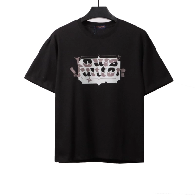 Louis Vuitton square letter overlapping T-Shirts black 01