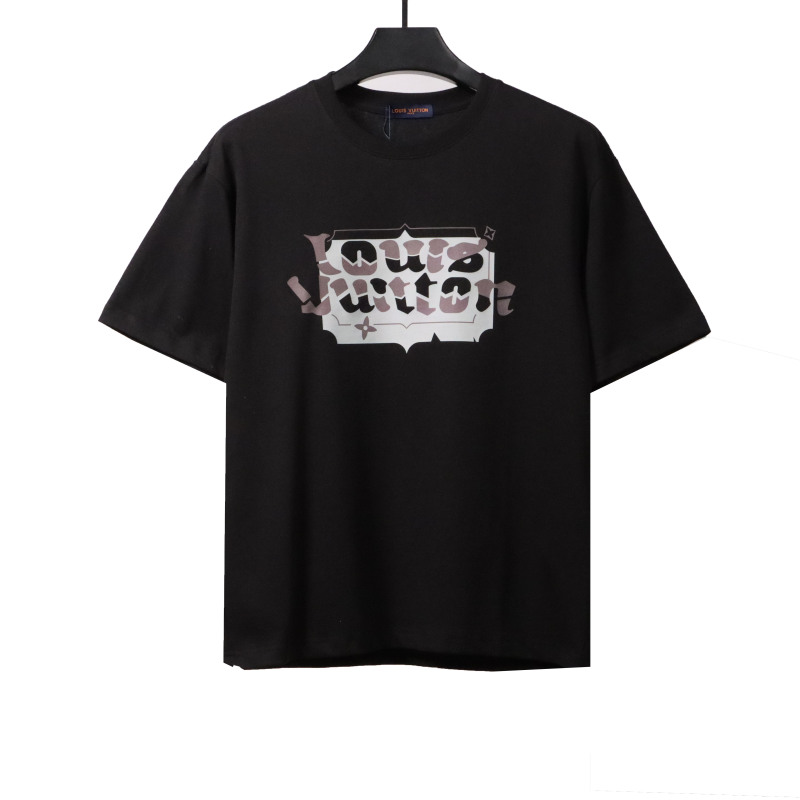  Louis Vuitton square letter overlapping T-Shirts black