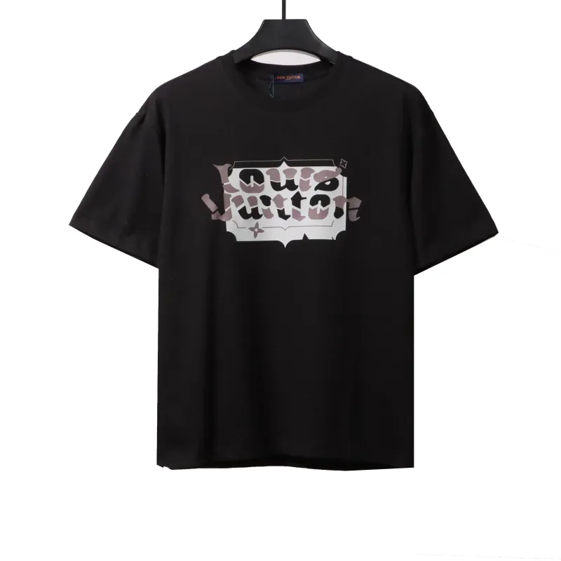  Louis Vuitton square letter overlapping T-Shirts black