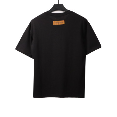  Louis Vuitton square letter overlapping T-Shirts black 02