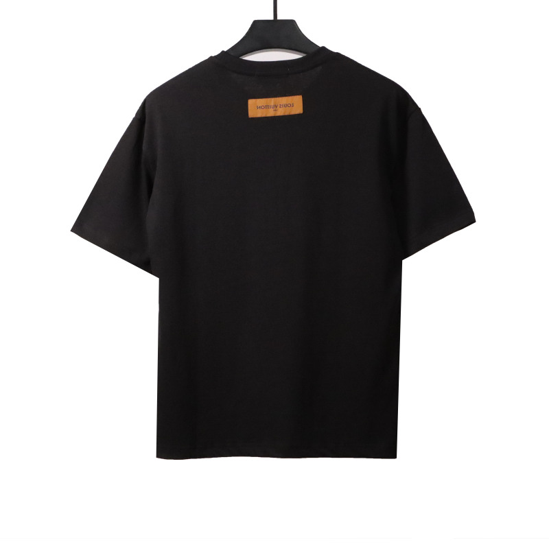  Louis Vuitton square letter overlapping T-Shirts black