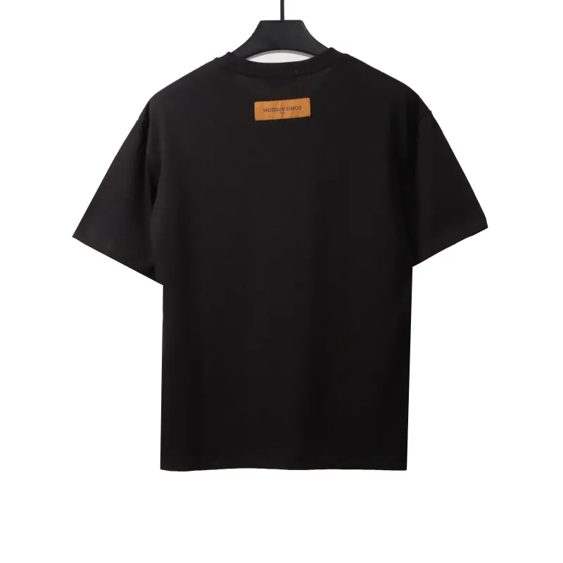  Louis Vuitton square letter overlapping T-Shirts black