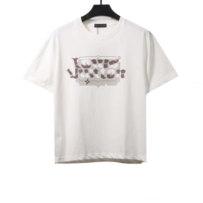 Louis Vuitton square letter overlapping T-Shirts white 01