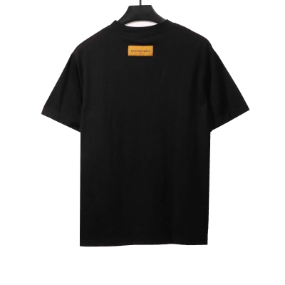 Louis Vuitton steel stamp embossed LOGO T-Shirts black 02