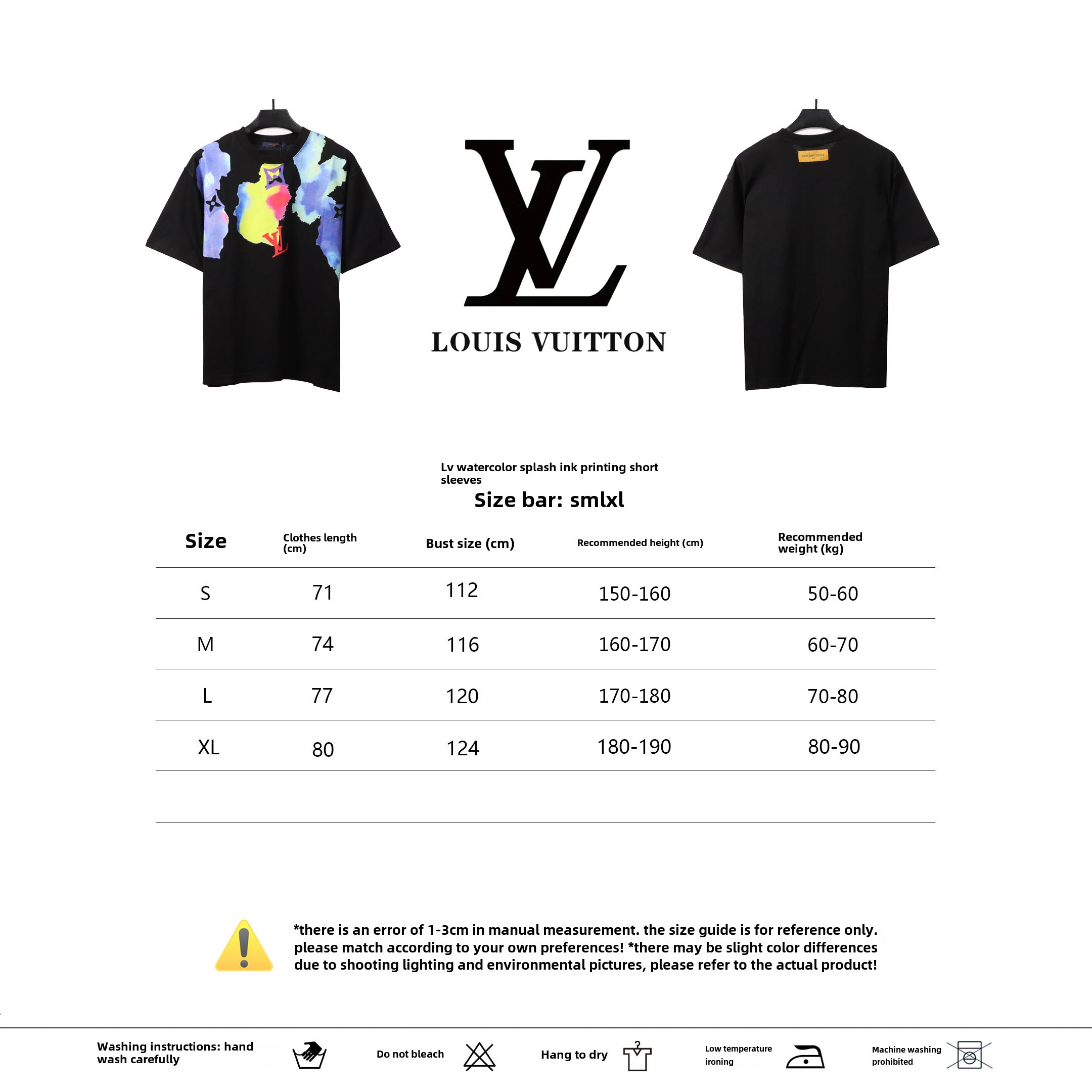 Louis Vuitton watercolor ink print T-Shirts black