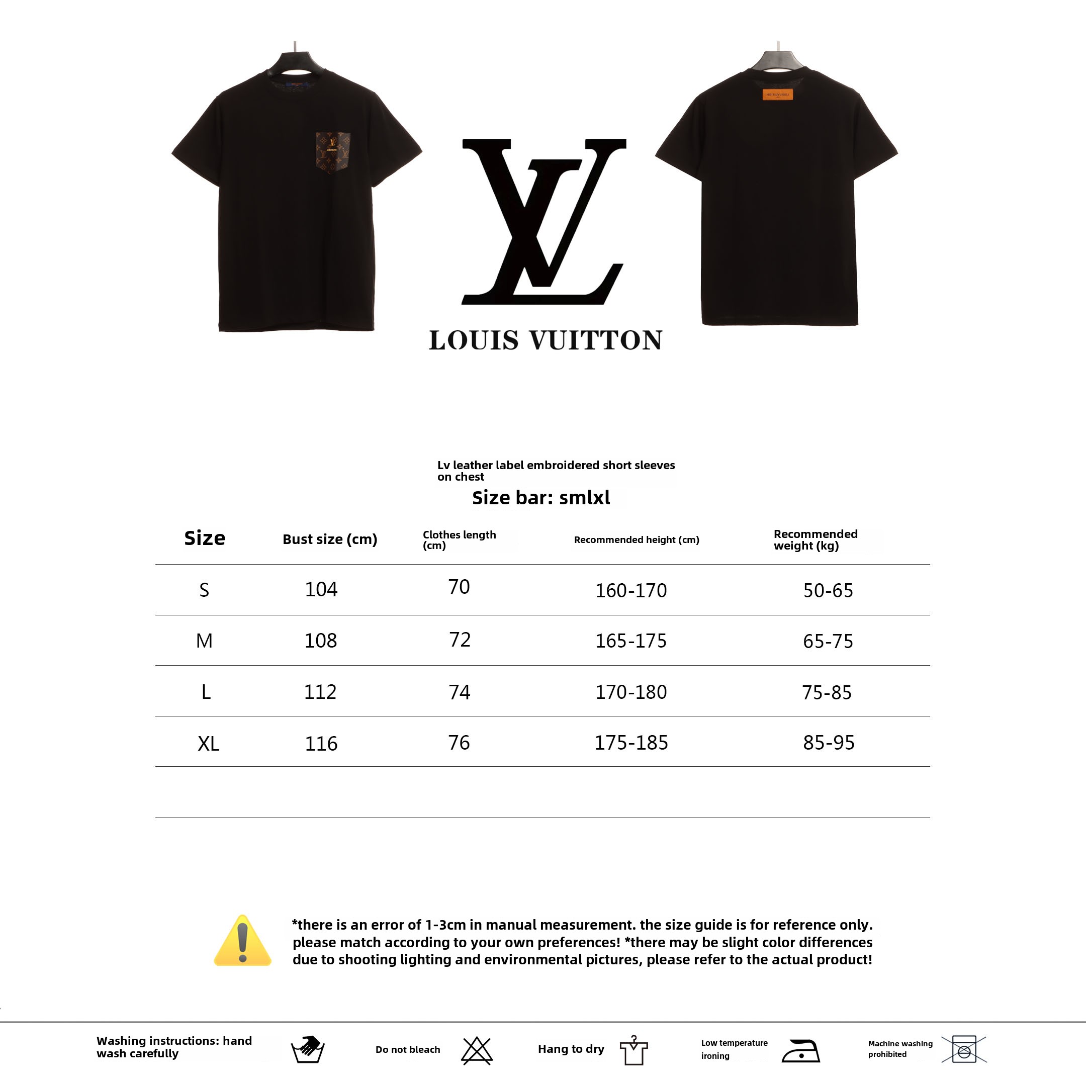 Louis Vuitton chest leather label embroidered T-Shirts 2